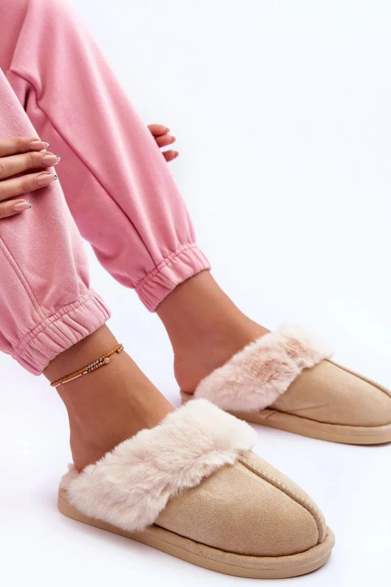 Kapcie Klasyczne|Klapki Z Futerkiem>Boto Damskie Papcie Klapki z Futerkiem Jasnobeżowe Pinky Beżowy