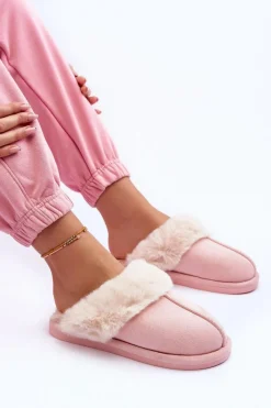 Hot Boto Damskie Papcie Klapki z Futerkiem Różowe Pinky Różowy