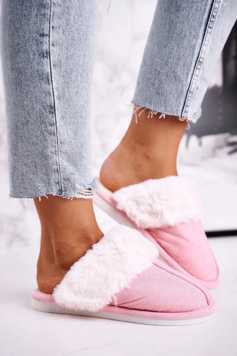 Kapcie Klasyczne|Klapki Z Futerkiem>Boto Damskie Papcie Klapki z Futerkiem Różowe Homely