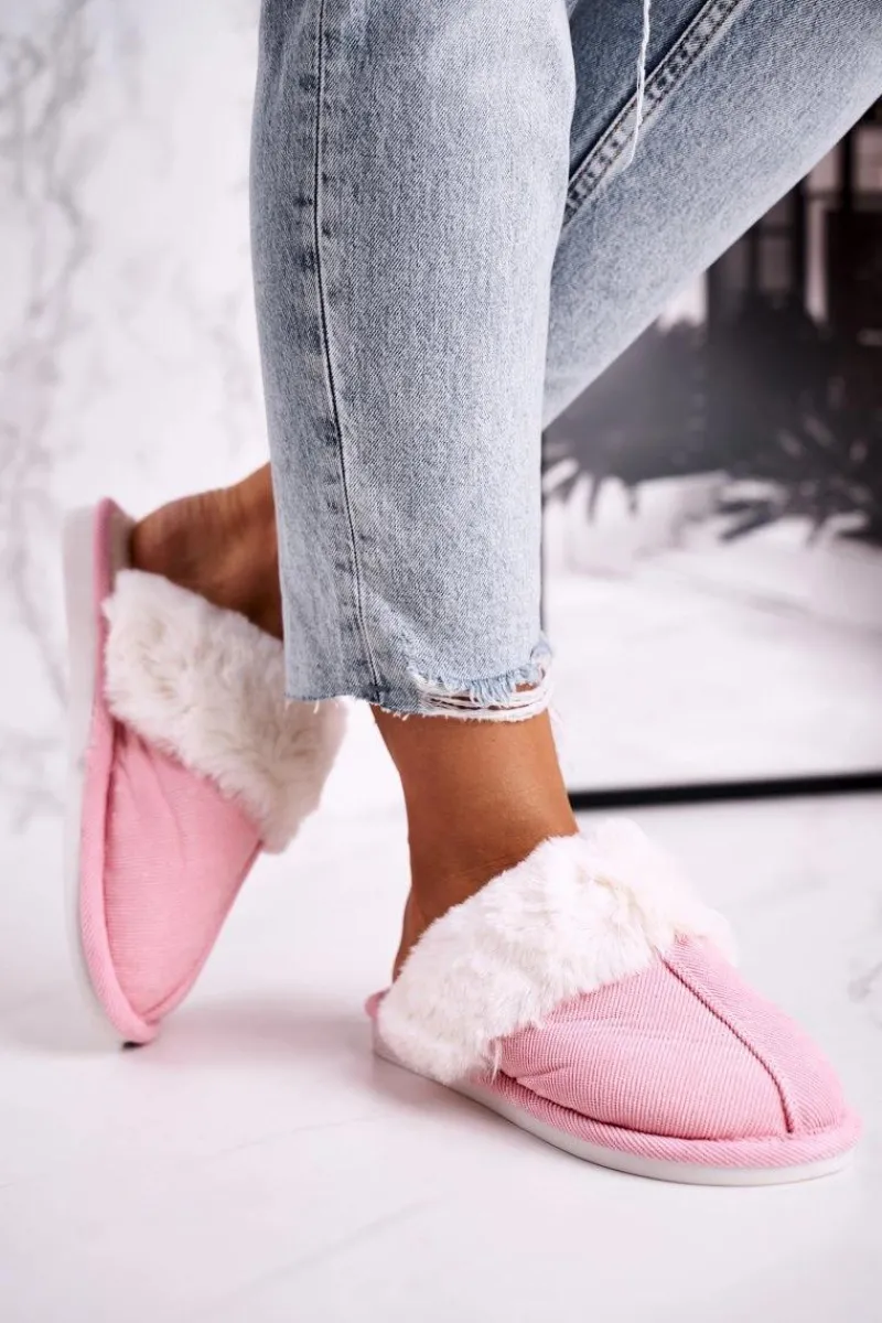 Kapcie Klasyczne|Klapki Z Futerkiem>Boto Damskie Papcie Klapki z Futerkiem Różowe Homely