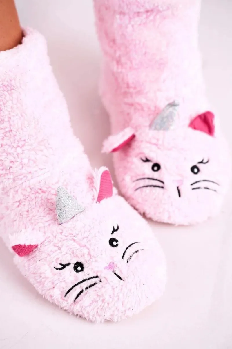 Outlet Damskie Papcie Ocieplane Kożuszkiem Różowe Nyan Cat Damskie Kapcie Klasyczne
