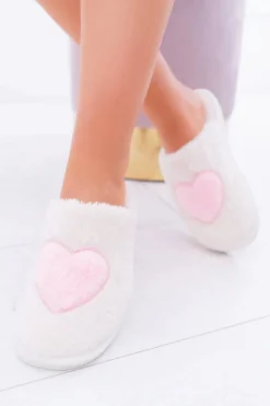 Kapcie Klasyczne>Boto Damskie Papcie Serca Beżowe