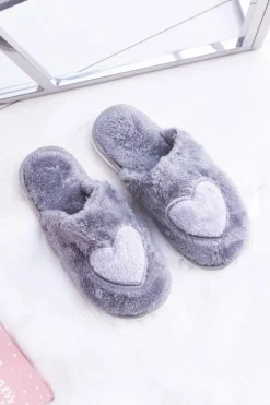 Online Damskie Papcie Serca Szare Damskie Kapcie Klasyczne