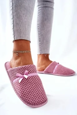 Sale Evento Damskie Papcie Z Kokardką Różowe Evira