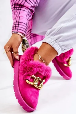 Clearance Damskie Papcie Złoty Łańcuch Fuksja Ardrums Damskie Kapcie Klasyczne