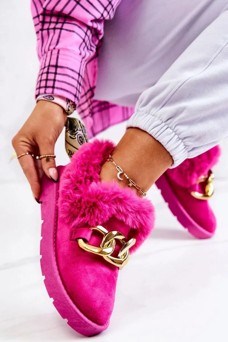 Clearance Damskie Papcie Złoty Łańcuch Fuksja Ardrums Damskie Kapcie Klasyczne