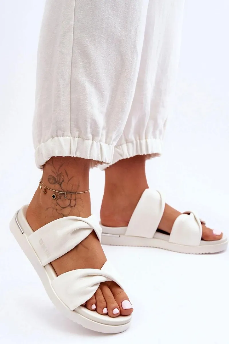 Klapki Damskie Big Star|Klapki Na Platformie>Big Star Shoes Damskie Płaskie Klapki Big Star LL274A121 Białe