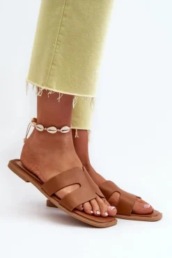 Discount Boto Damskie Płaskie Klapki Z Wycięciami Brązowe Fiviama