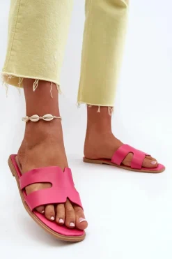 Klapki Damskie Klasyczne>Boto Damskie Płaskie Klapki Z Wycięciami Fuksja Fiviama