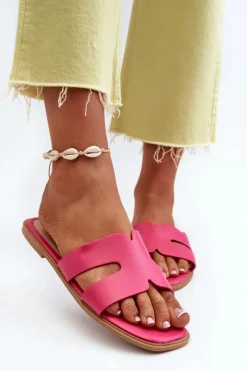 Klapki Damskie Klasyczne>Boto Damskie Płaskie Klapki Z Wycięciami Fuksja Fiviama