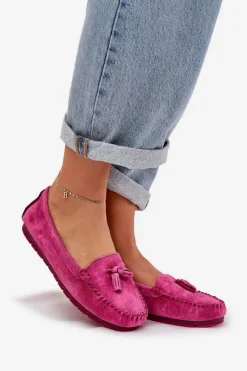 Loafersy Damskie|Mokasyny Damskie Zamszowe></noscript>Damskie buty S.Barski Damskie Płaskie Klasyczne Zamszowe Mokasyny S.Barski LR51-548 Fuksja Różowy