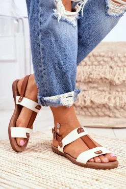 Sandały Płaskie>Evento Damskie Płaskie Sandały Białe Renna