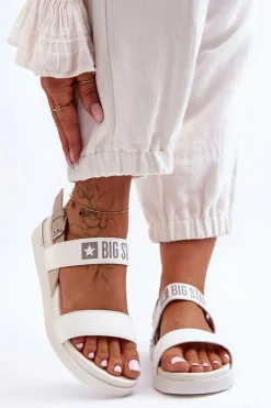 Sandały Big Star|Sandały Płaskie>Big Star Shoes Damskie Płaskie Sandały Big Star LL274939 Białe