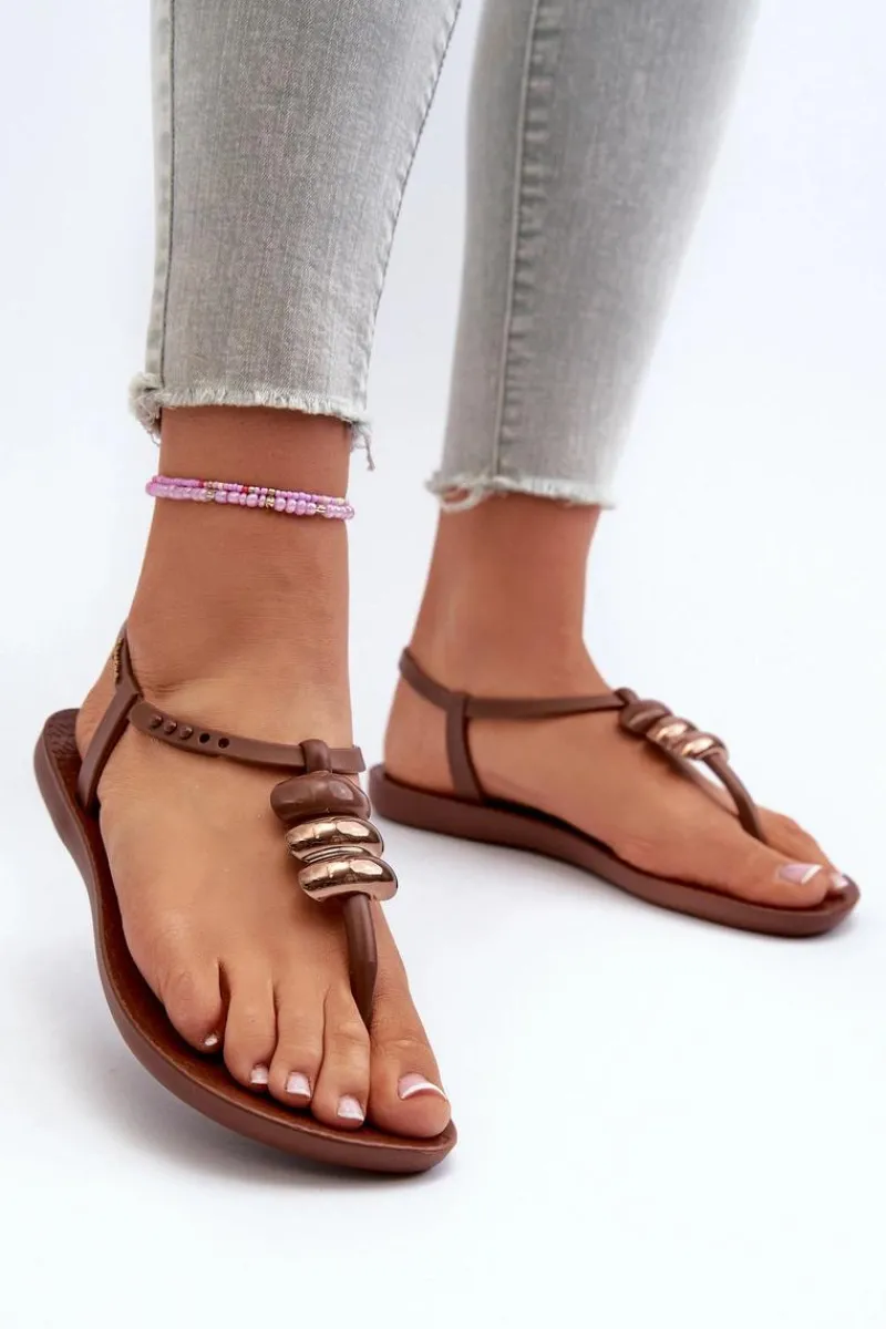 New Damskie Płaskie Sandały Japonki 83507 Class Blown Up Sandal Fem Brązowe Damskie Sandały Gumowe|Sandały Płaskie