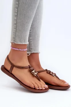 New Damskie Płaskie Sandały Japonki 83507 Class Blown Up Sandal Fem Brązowe Damskie Sandały Gumowe|Sandały Płaskie