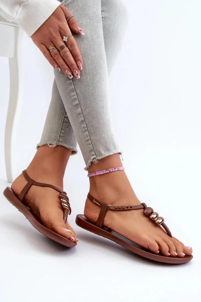 New Damskie Płaskie Sandały Japonki 83507 Class Blown Up Sandal Fem Brązowe Damskie Sandały Gumowe|Sandały Płaskie