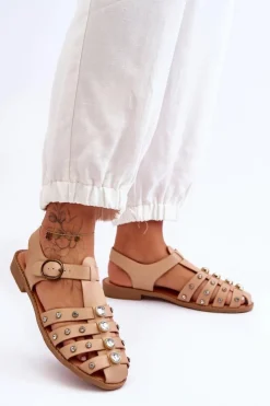 Sandały Płaskie><noscript><img width=