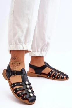 Sandały Płaskie><noscript><img width=