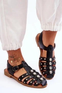 Sandały Płaskie><noscript><img width=