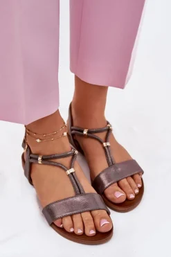 Sandały Płaskie><noscript><img width=