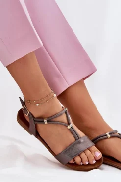 Sandały Płaskie><noscript><img width=