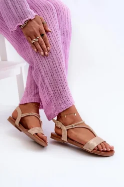 Sandały Płaskie><noscript><img width=