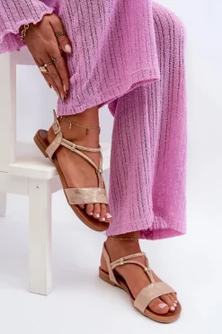 Sandały Płaskie><noscript><img width=