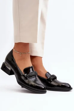 Półbuty Lakierowane>Buty damskie Vinceza Damskie Półbuty Lakierowane Na Niskim Obcasie Czarne Marilni