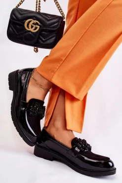 Półbuty Lakierowane>Damskie buty S.Barski Damskie Półbuty Lakierowane Z Kokardą Czarne Laurent