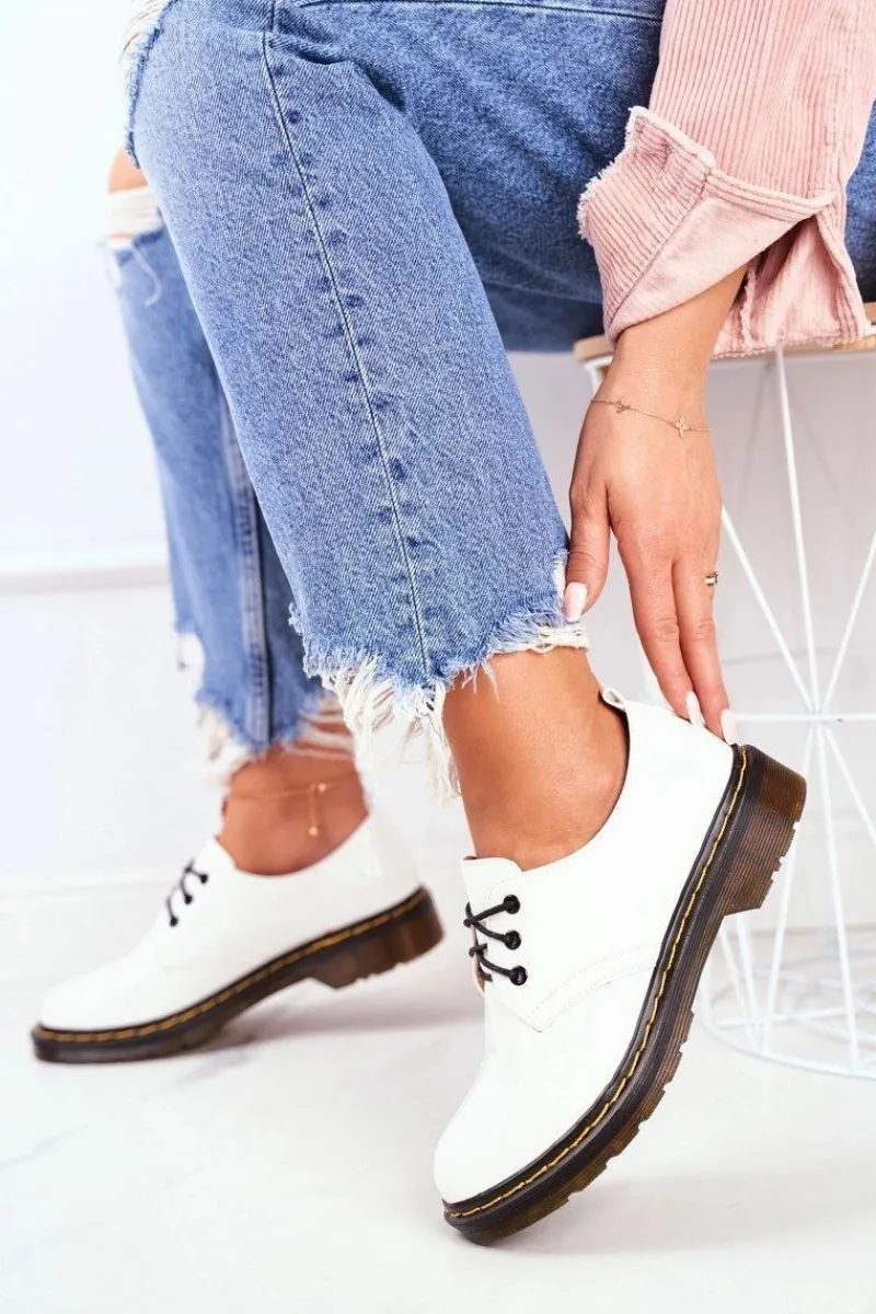 Półbuty Lakierowane>Boto Damskie Półbuty Lakierowane Białe Do It Better!