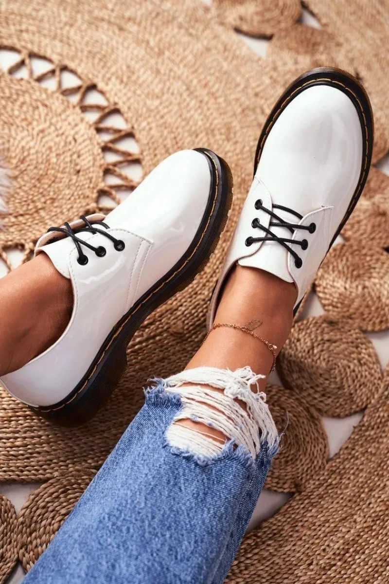 Półbuty Lakierowane>Boto Damskie Półbuty Lakierowane Białe Do It Better!