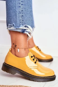 Outlet Damskie Półbuty Lakierowane Żółte Do It Better! Damskie Półbuty Lakierowane