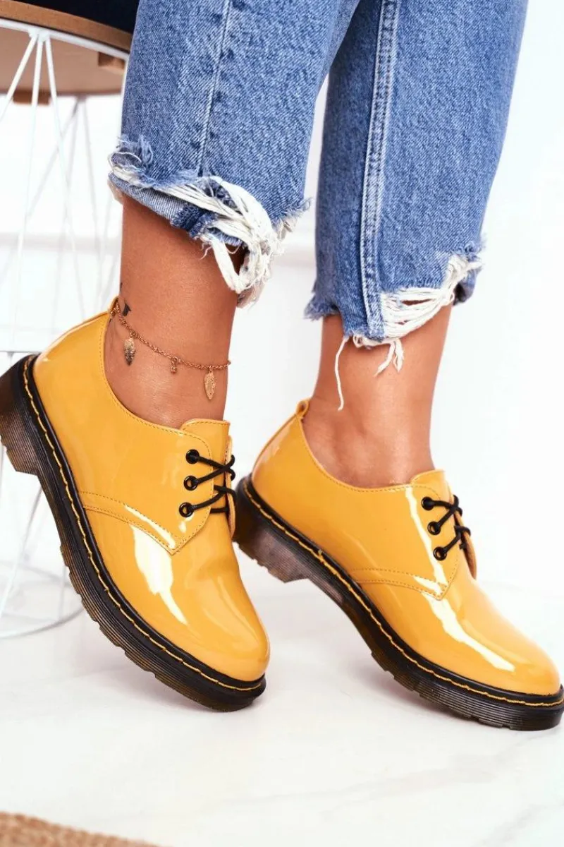 Outlet Damskie Półbuty Lakierowane Żółte Do It Better! Damskie Półbuty Lakierowane