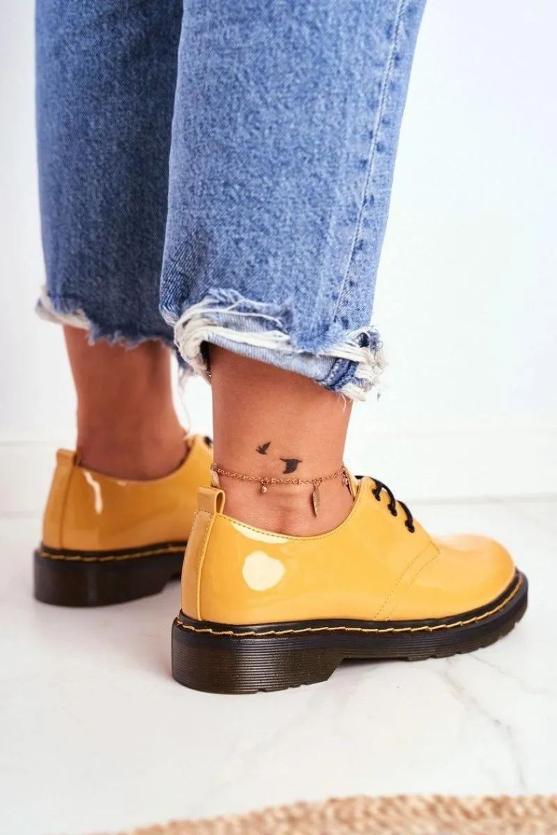 Outlet Damskie Półbuty Lakierowane Żółte Do It Better! Damskie Półbuty Lakierowane