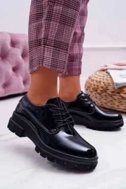 Sale Damskie Półbuty Lakierowane Czarne So What Damskie Półbuty Lakierowane