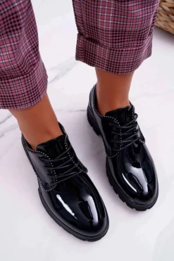 Sale Damskie Półbuty Lakierowane Czarne So What Damskie Półbuty Lakierowane