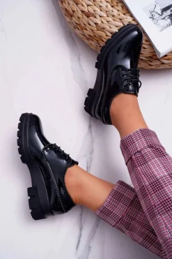 Sale Damskie Półbuty Lakierowane Czarne So What Damskie Półbuty Lakierowane