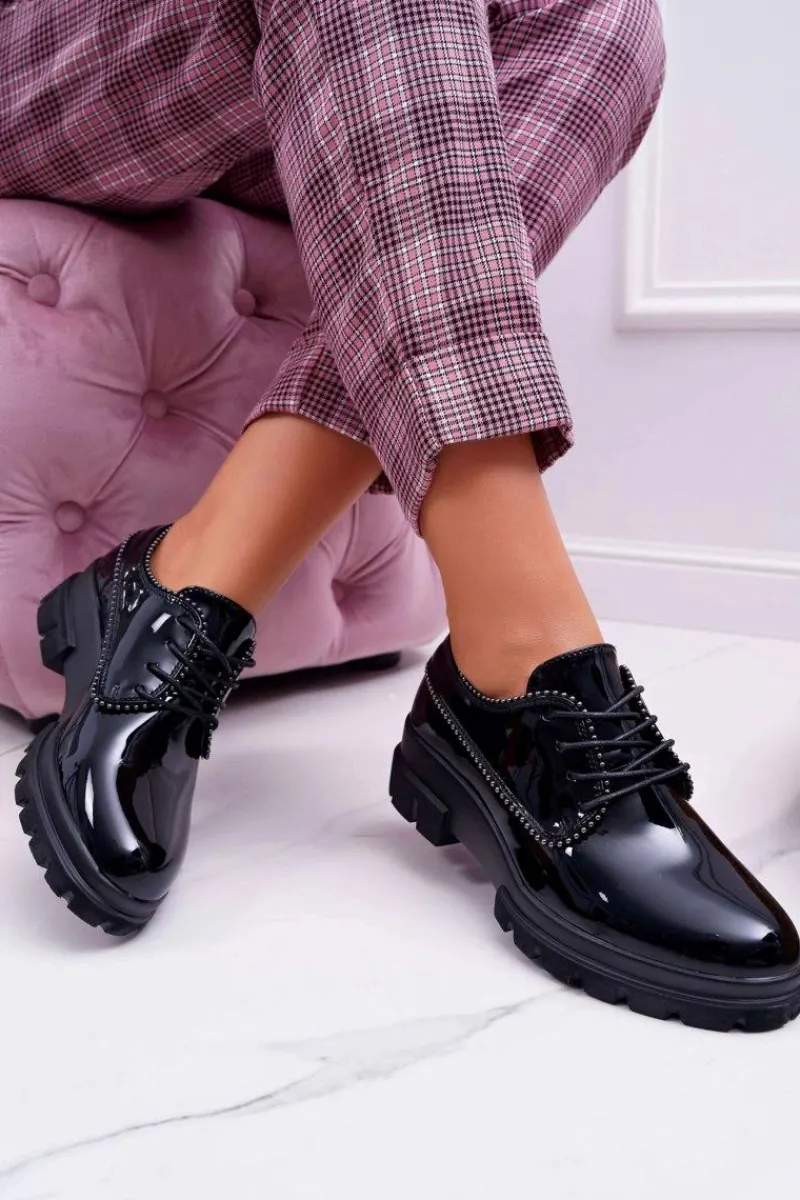 Sale Damskie Półbuty Lakierowane Czarne So What Damskie Półbuty Lakierowane