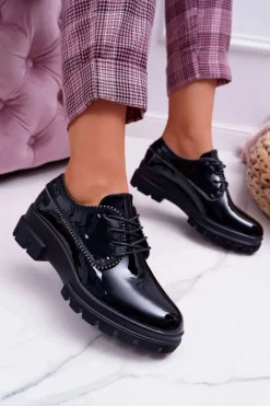 Sale Damskie Półbuty Lakierowane Czarne So What Damskie Półbuty Lakierowane