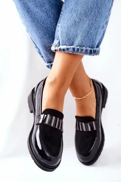 Discount Damskie Półbuty Lakierowane Czarne Montius Damskie Półbuty Lakierowane|Mokasyny Damskie Lakierowane