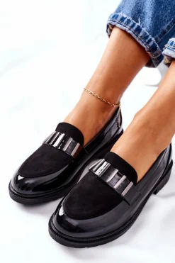 Discount Damskie Półbuty Lakierowane Czarne Montius Damskie Półbuty Lakierowane|Mokasyny Damskie Lakierowane