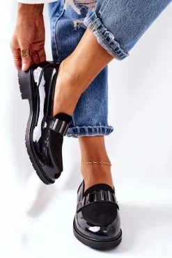 Discount Damskie Półbuty Lakierowane Czarne Montius Damskie Półbuty Lakierowane|Mokasyny Damskie Lakierowane