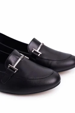 Outlet Damskie Półbuty Czarne 2121 Damskie Półbuty Skórzane|Mokasyny Damskie Skórzane