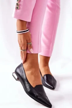 Półbuty Skórzane>Laura Messi Damskie Półbuty Czarne 2074