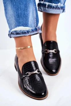 Best Maciejka Damskie Półbuty Lakierowane Loafery Czarne 4099A-01/00-1