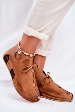 Outlet Damskie Półbuty Rude 03426-19 Damskie Półbuty Skórzane