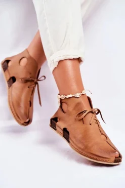 Outlet Damskie Półbuty Rude 03426-19 Damskie Półbuty Skórzane