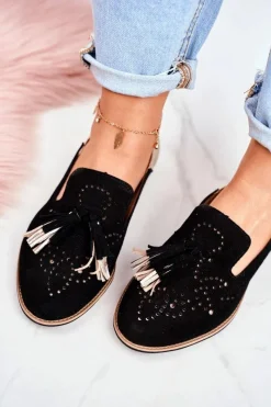 Półbuty Skórzane></noscript>Maciejka Damskie Półbuty Skórzane Mokasyny Czarne 04484-01/00-5