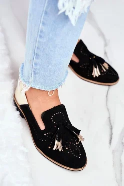 Półbuty Skórzane></noscript>Maciejka Damskie Półbuty Skórzane Mokasyny Czarne 04484-01/00-5