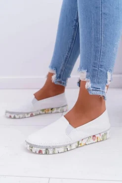 Maciejka Damskie Półbuty Wsuwane Skórzane Białe 03512-11